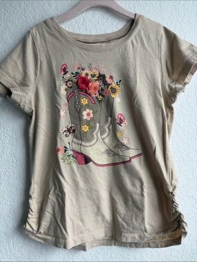 Girls Western Tee with 3D Flowers